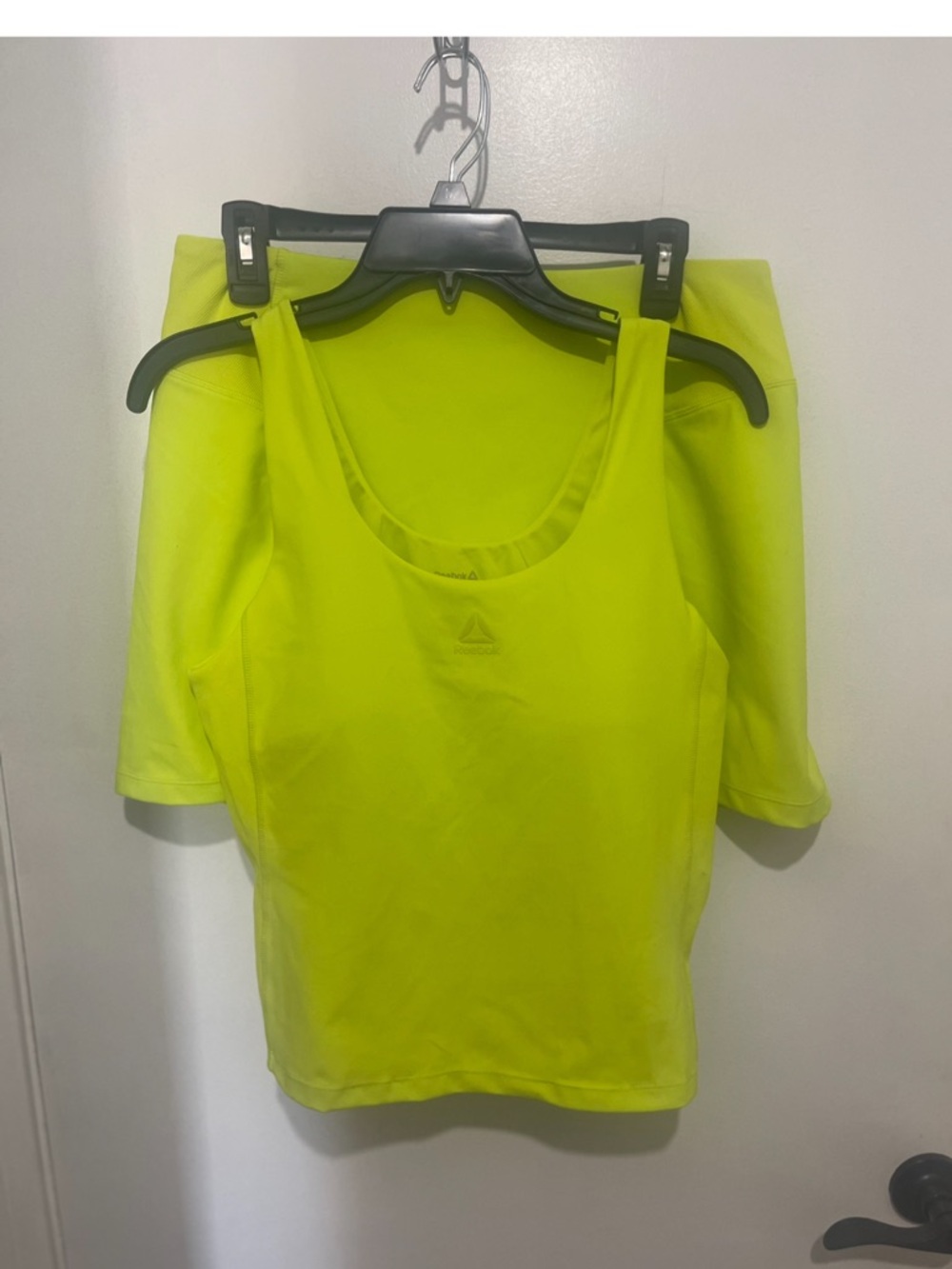 Reebok Neon Yellow Women's Performance tank top and skort set.
